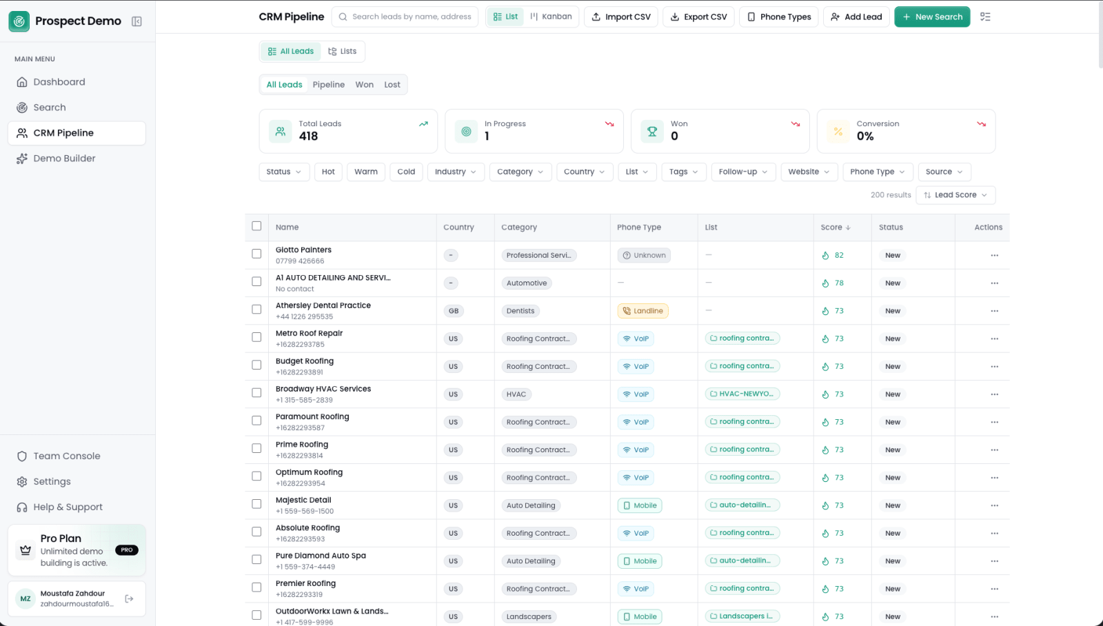 Prospect Demo AI SaaS Platform screenshot 1