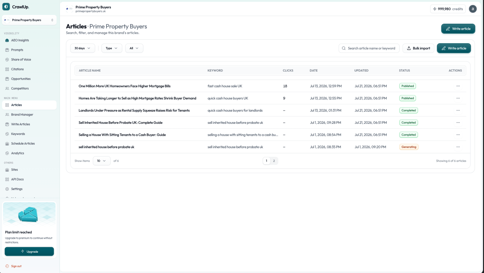 CrawlUp AI Search Growth Platform screenshot 2