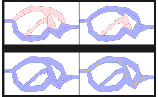 Debug draw of various stages of the The Hunt pathfinding algorithm.