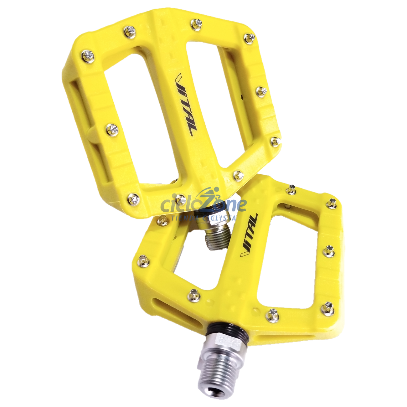 PEDAL PLATAFORMA VITAL AMARILLO 9/16 NYLON EJE CRM