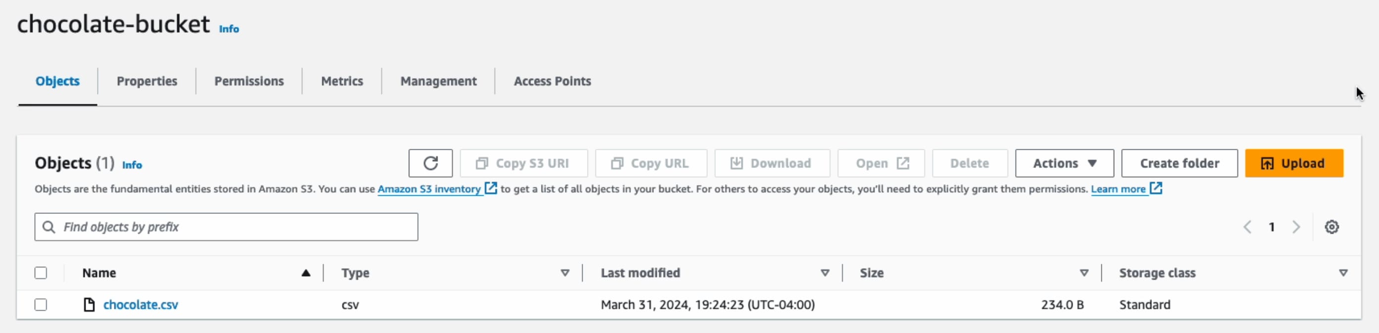 AWS S3 Bucket contents