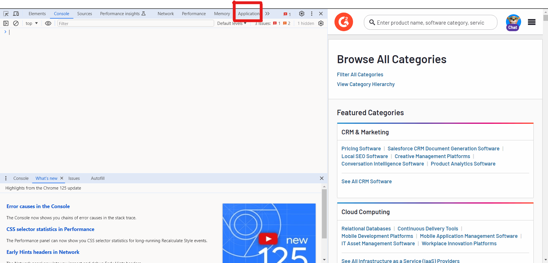Chrome Developer Tools Application