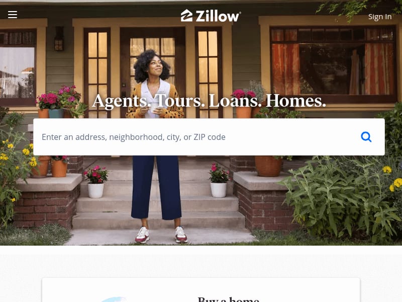 Zillow Home Page Accessed