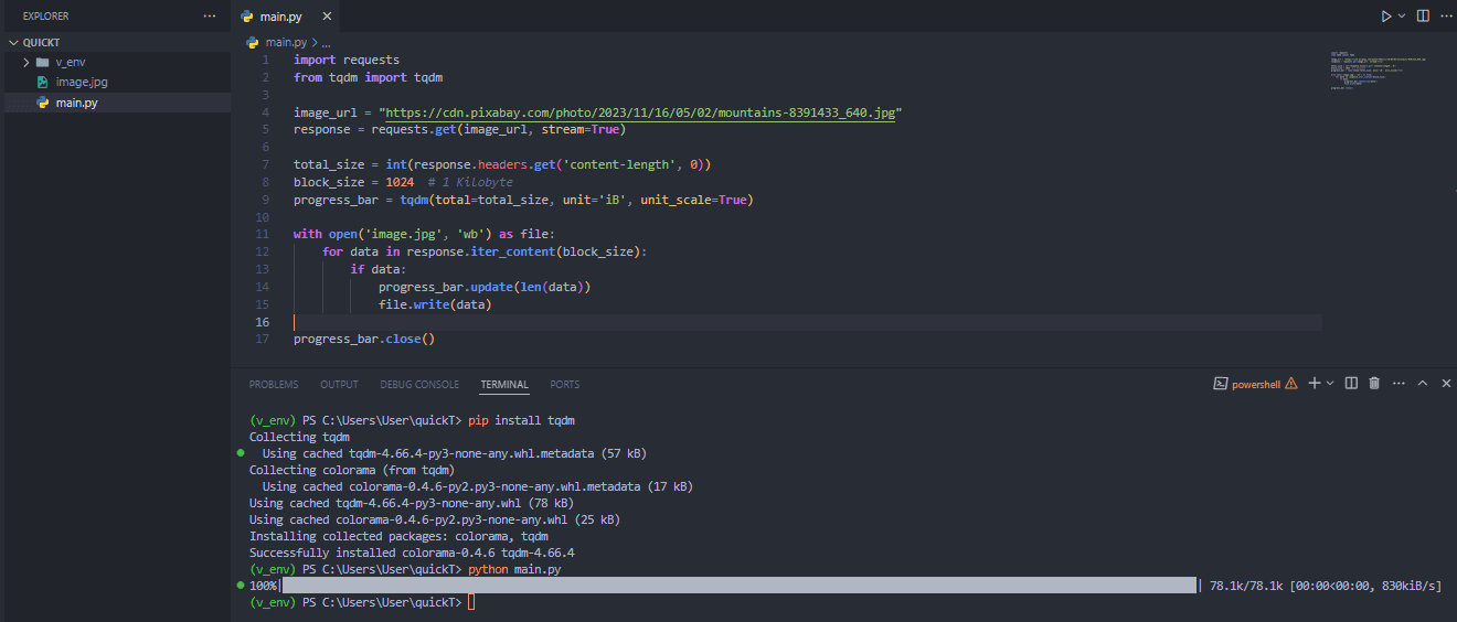 Progress Bar Using tqdm