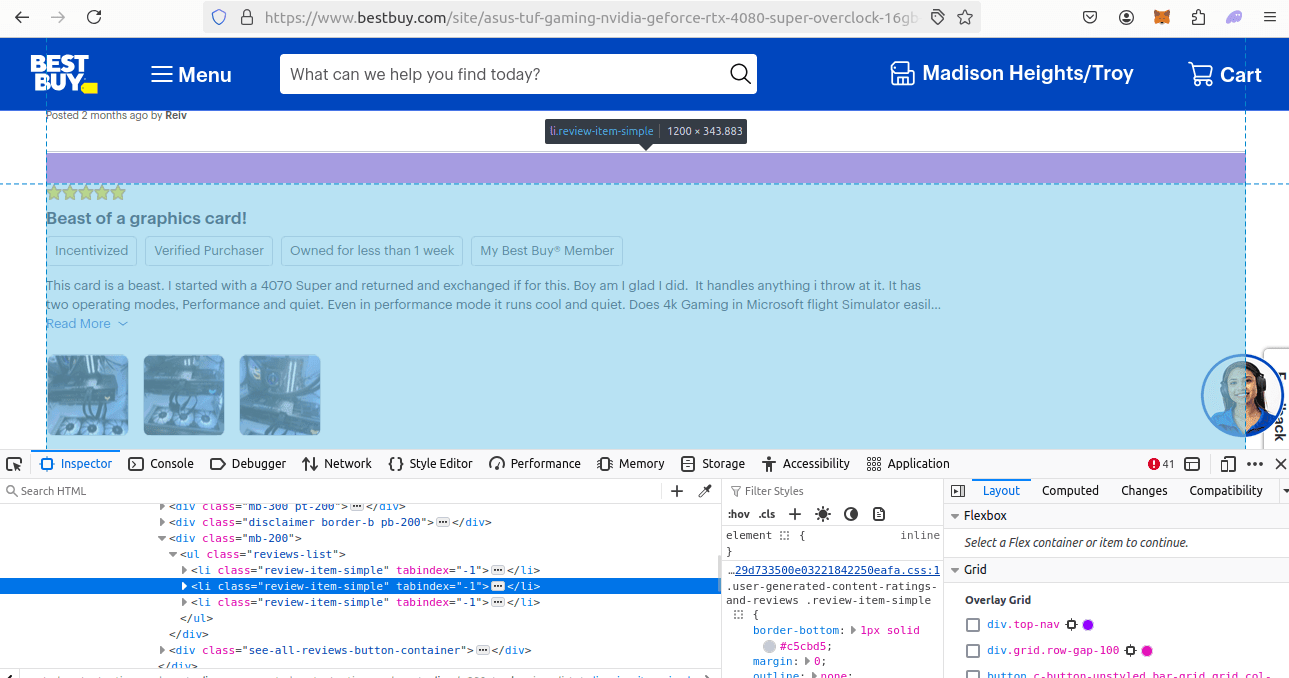 Reviews HTML Inspection