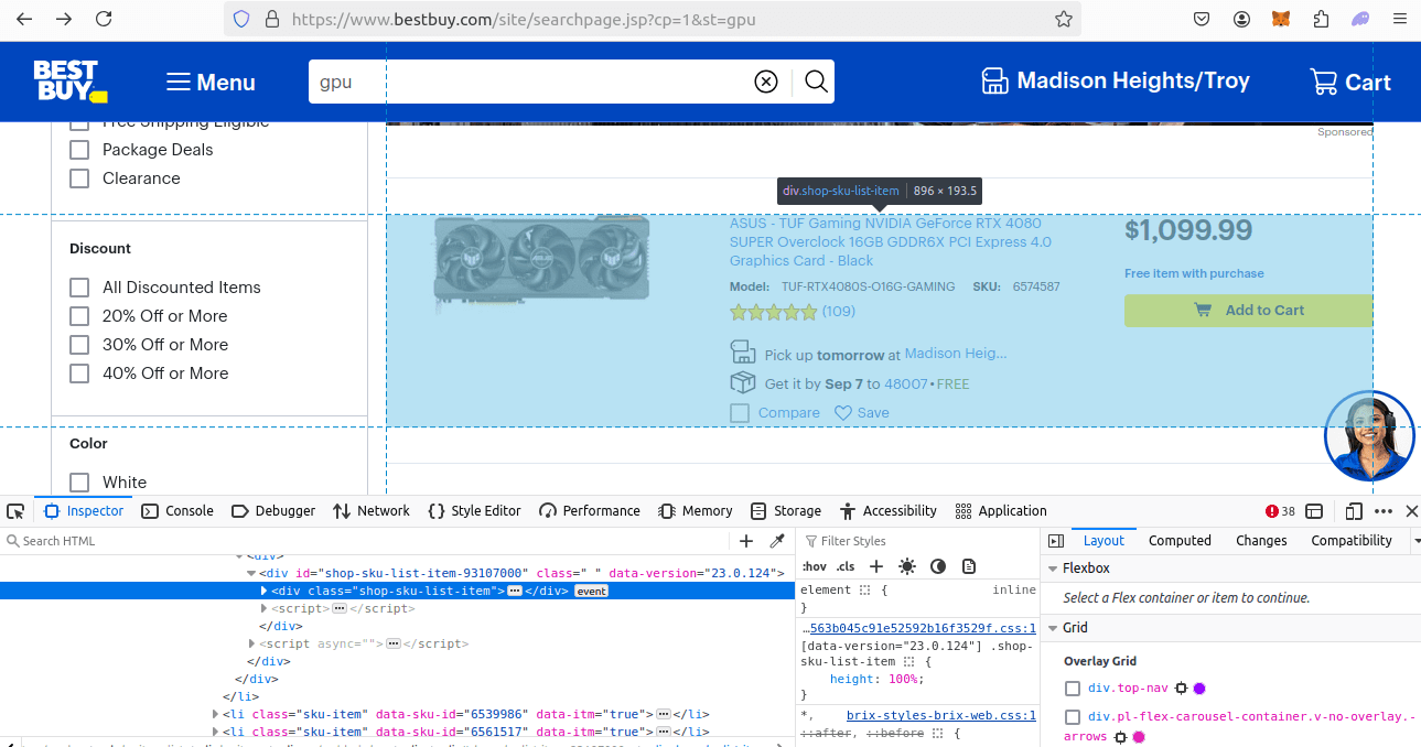 Search Page HTML Inspection