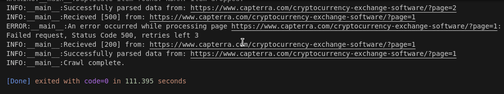 Capterra Crawler Results Terminal