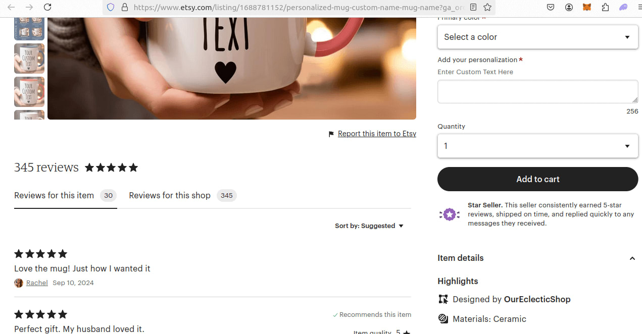 Etsy Product Page