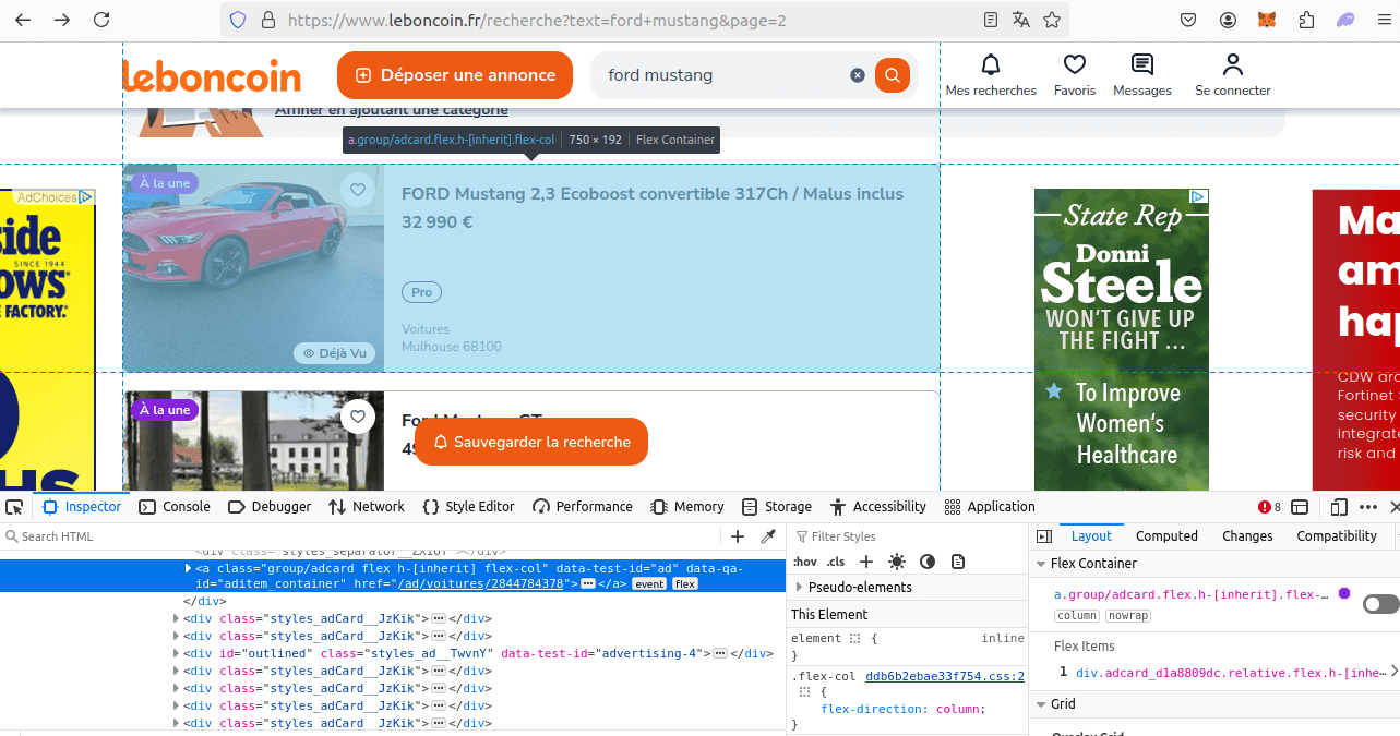 Search Results Page HTML Inspection