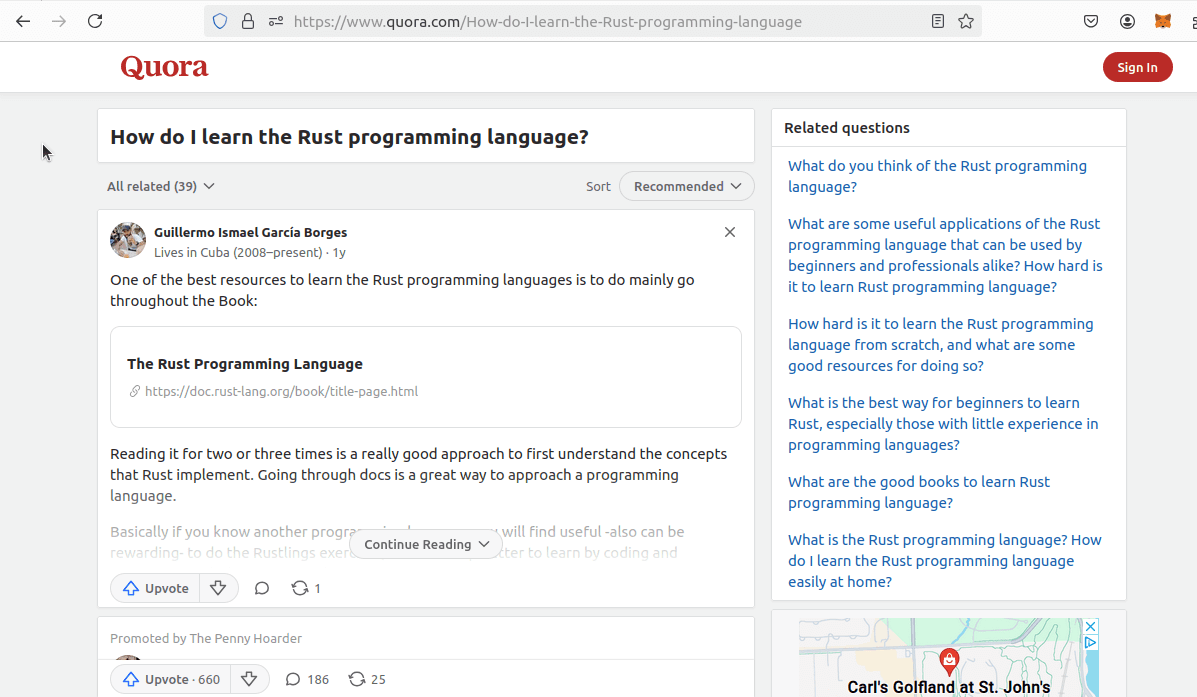 Quora Post Learn Rust