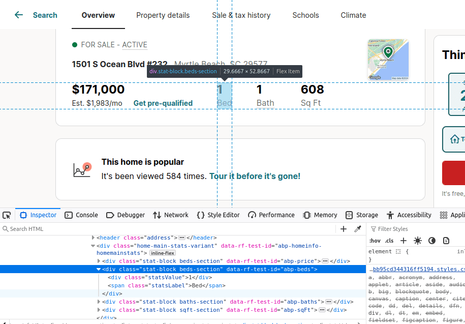 HTML Inspection Listing Page