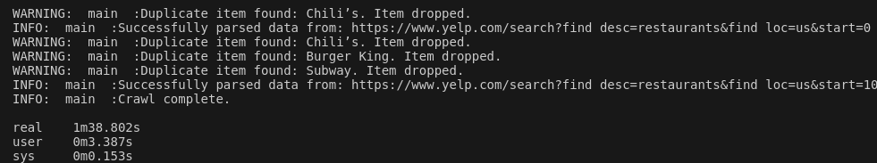Yelp Crawler Performance