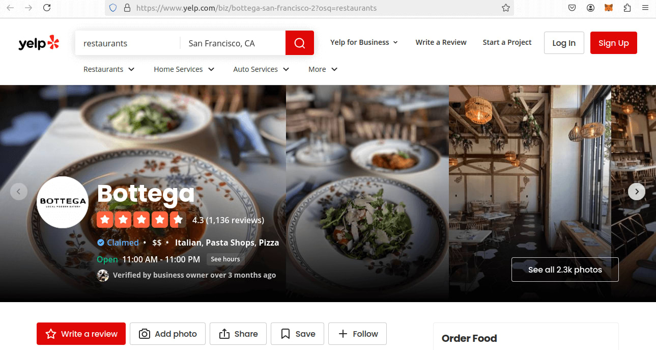 Yelp Business Pages