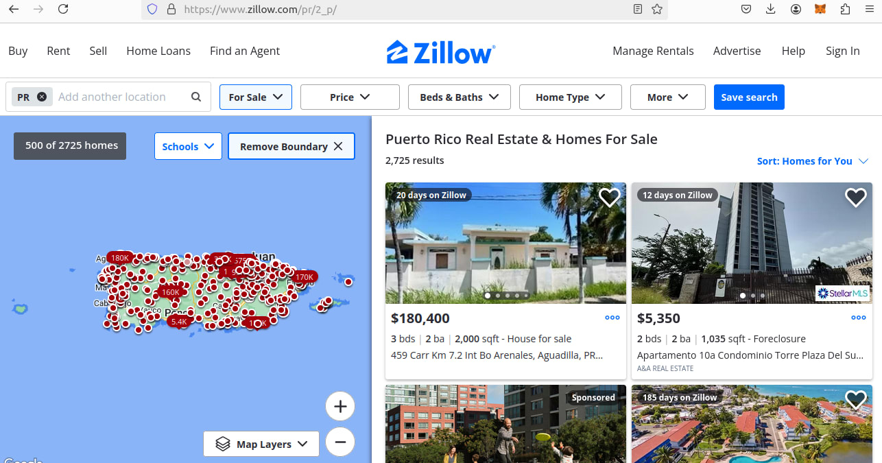 Zillow Search Page