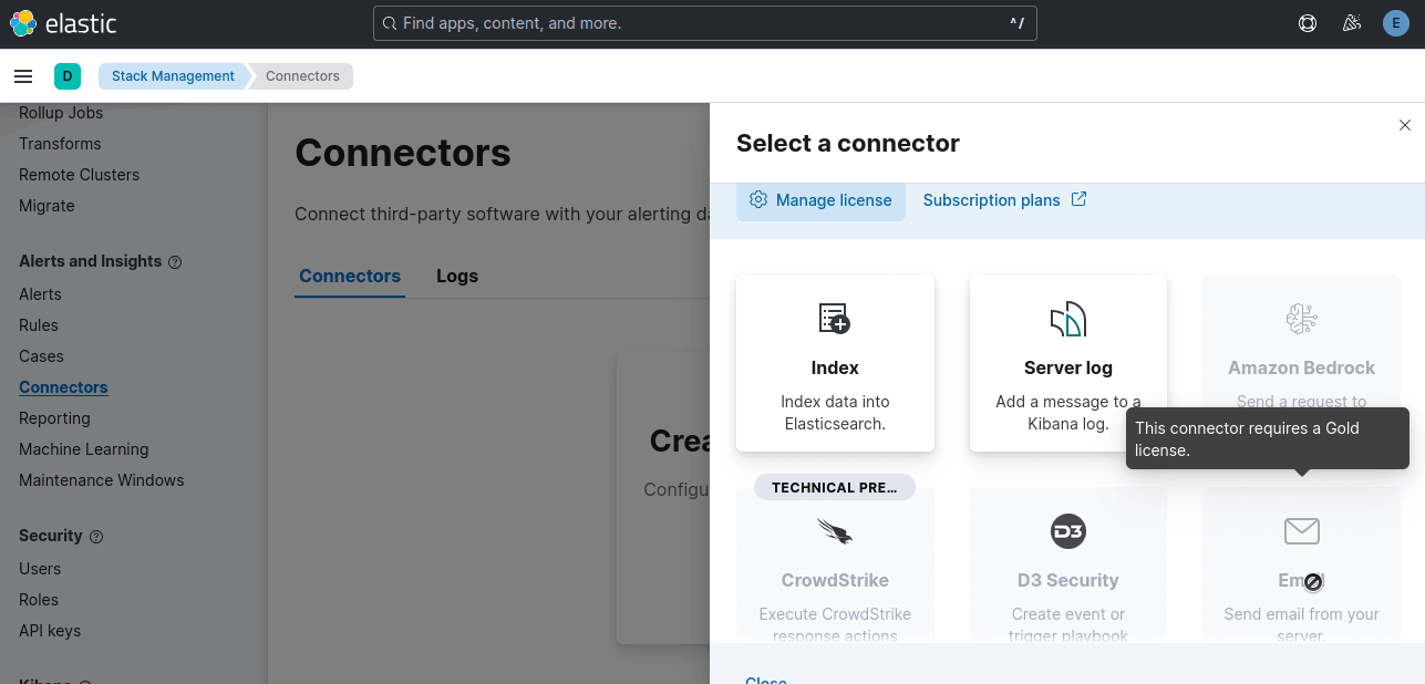 Web Scraping ELK Stack - Kibana Choosing a Connector
