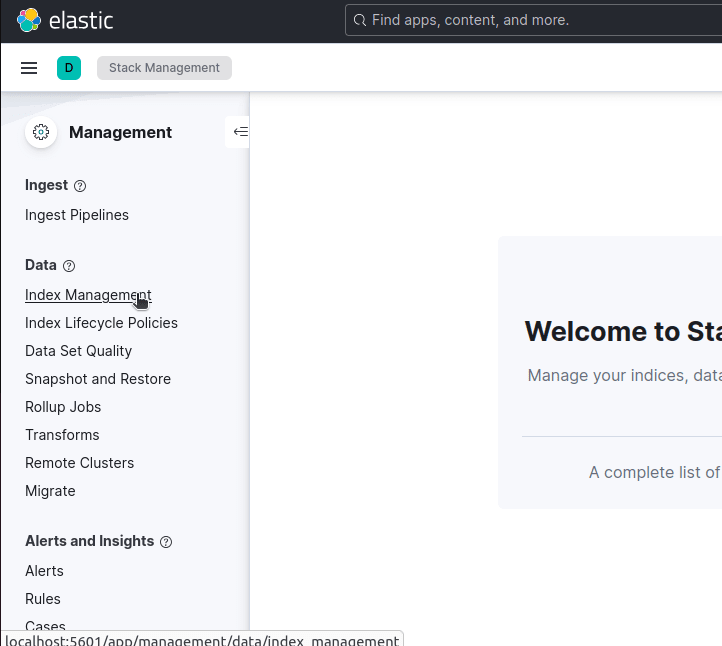 Web Scraping ELK Stack - Kibana Index Management