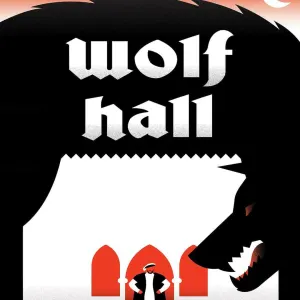 Graphic illustration of a large wolf, creating a silhouette of a castle and a figure of Henry VIII standing in a doorway.. Illustration by Neil Webb, Conceptual,
