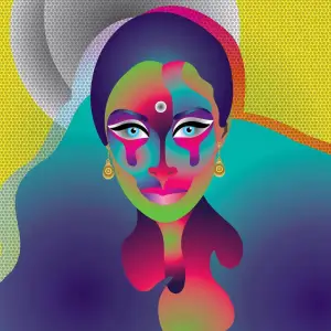 Graphic illustration of Donyale Luna. Illustration by Trevor Messersmith, Decorative, Figurative, Portrait,