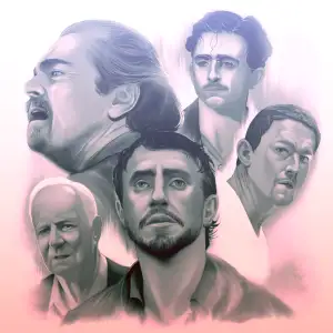 Illustration of various actors in recent movies including Leonardi DiCaprio, Stefan Skarsgaard, Timothee Chalamet. Illustration by Jay Torres, Portrait, 