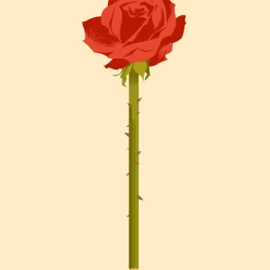 Graphic illustration of a rose with thorns but the end of the stalk is a pencil tip.. Illustration by Ester Zirilli, Conceptual, Whimsical, 