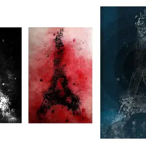 3 illustrations of the Eiffel Tower. Illustration by Anson Liaw, Decorative, 