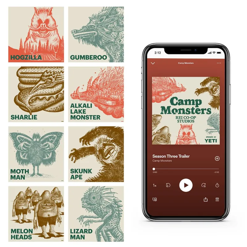 Illustrations of different Camp Monsters. Illustration by Tyler Grobowsky, Lifestyle, Nature, Whimsical,
