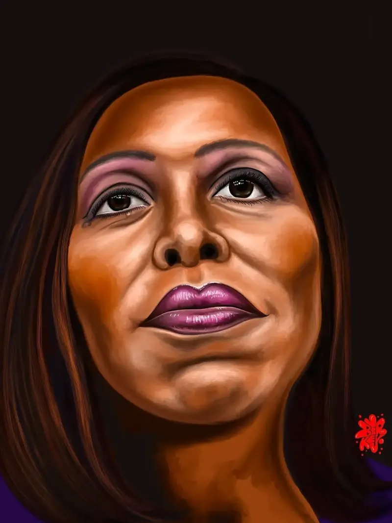Portrait of Letitia James, New York State Attorney-General. Illustration by Alison Berkey, Portrait, Figurative, 