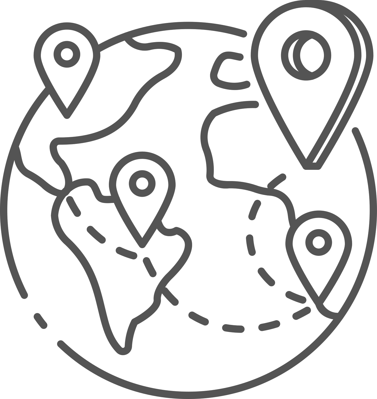 Globe with location pins icon