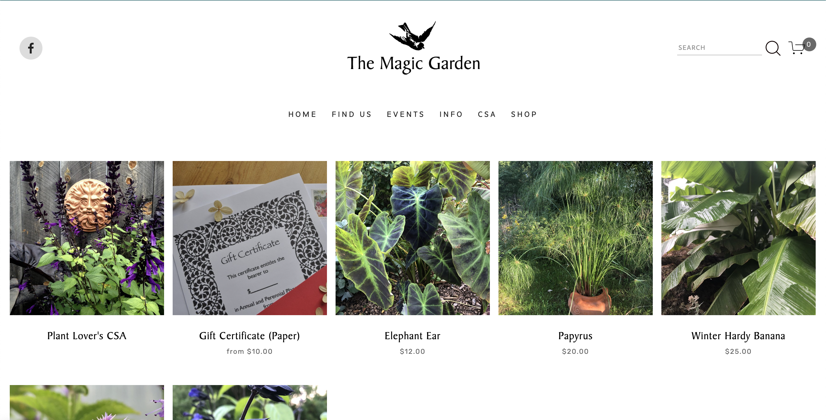 Screenshot of the Magic Garden Plants PLP.