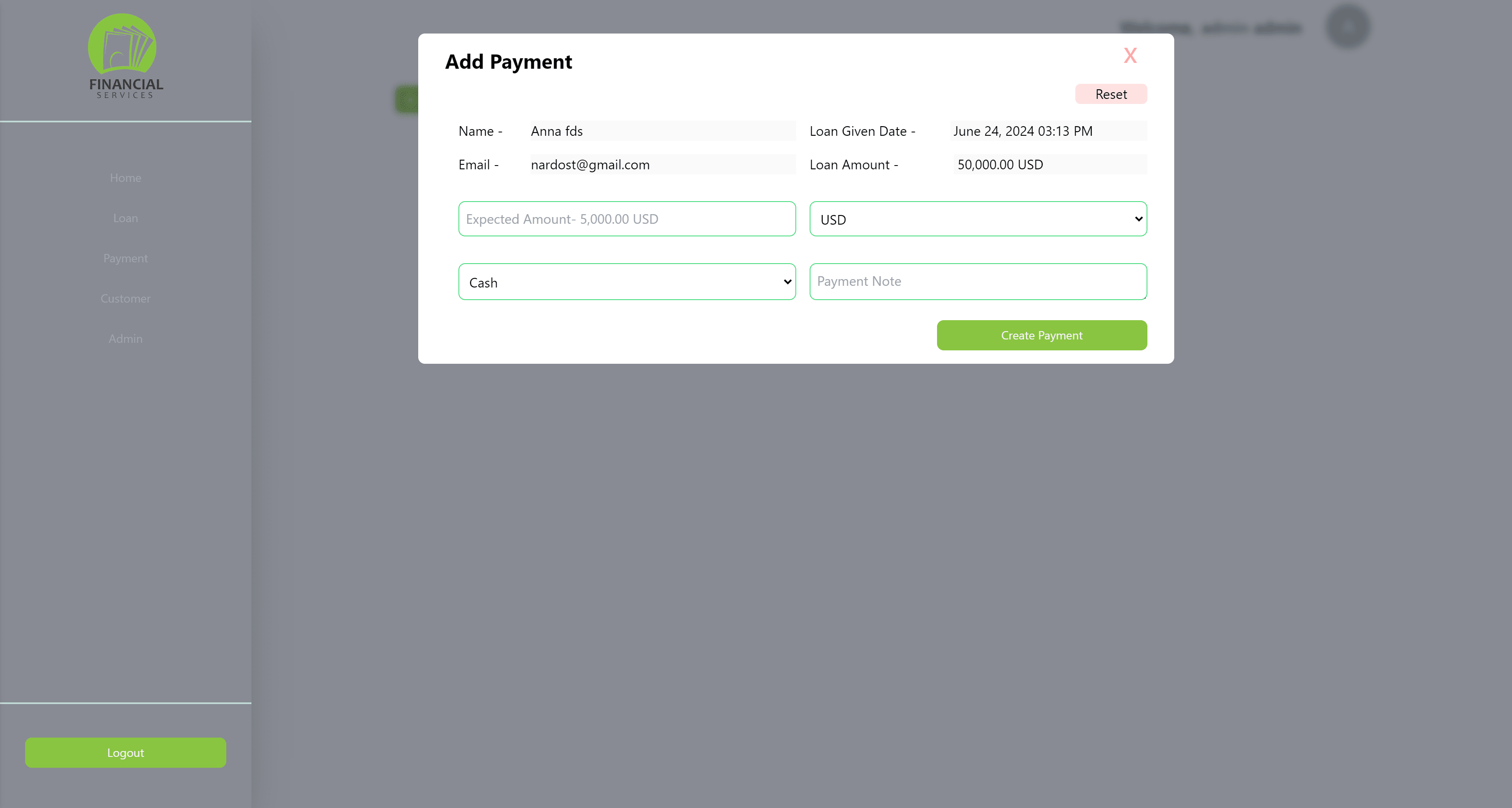 Add Payment Page
