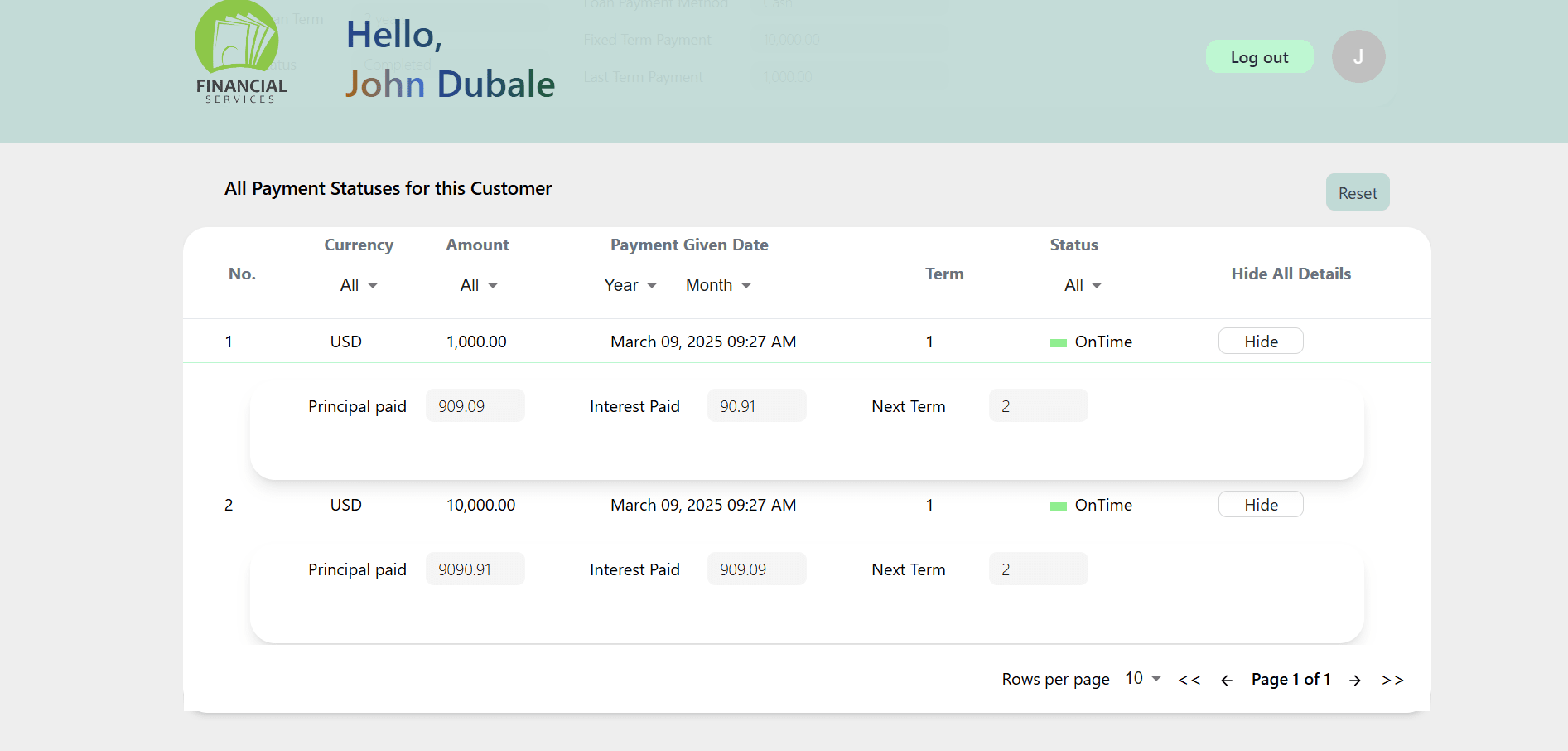 Payment Detail (Customer View)