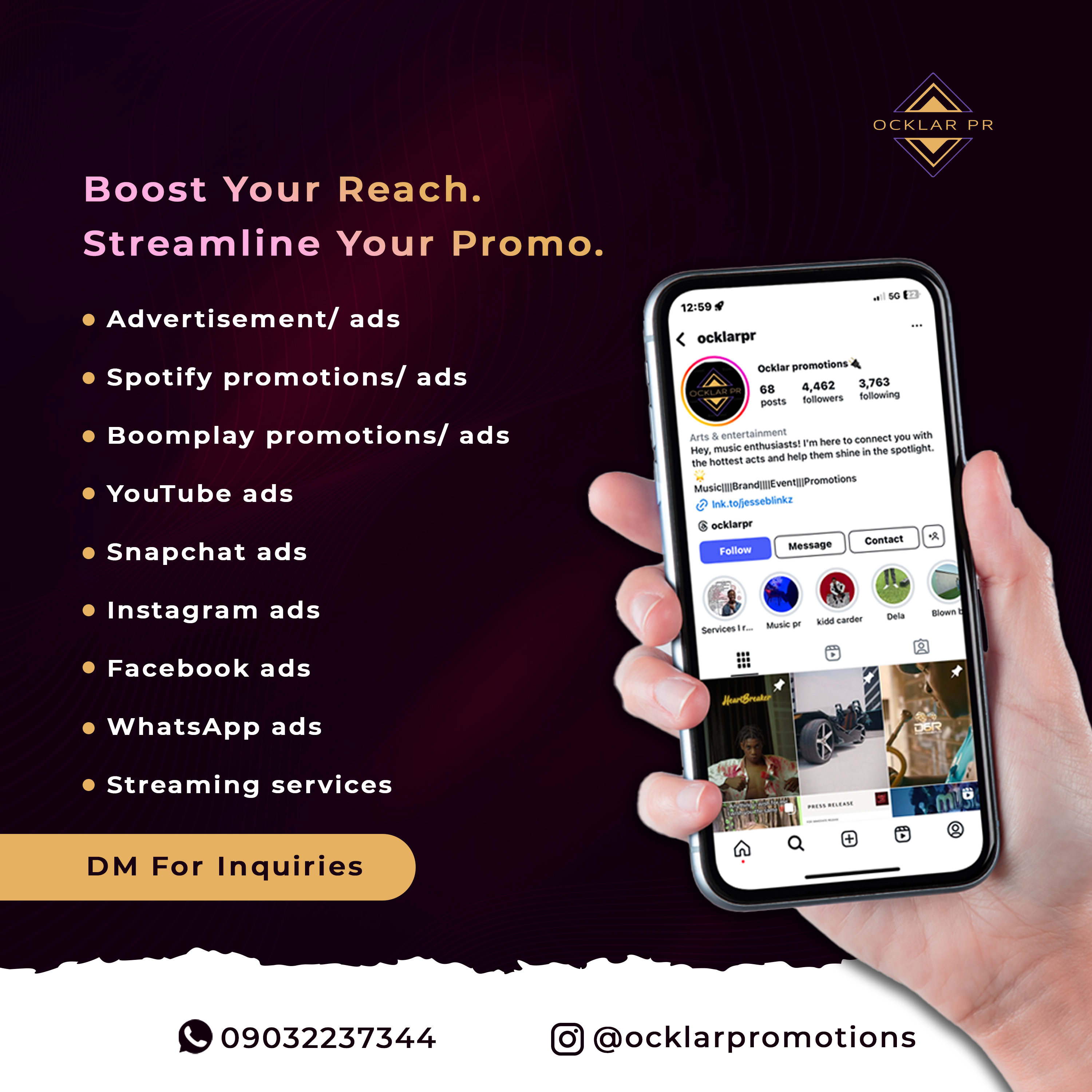 Ads & Digital Distribution services for music promotion by OCKLAR