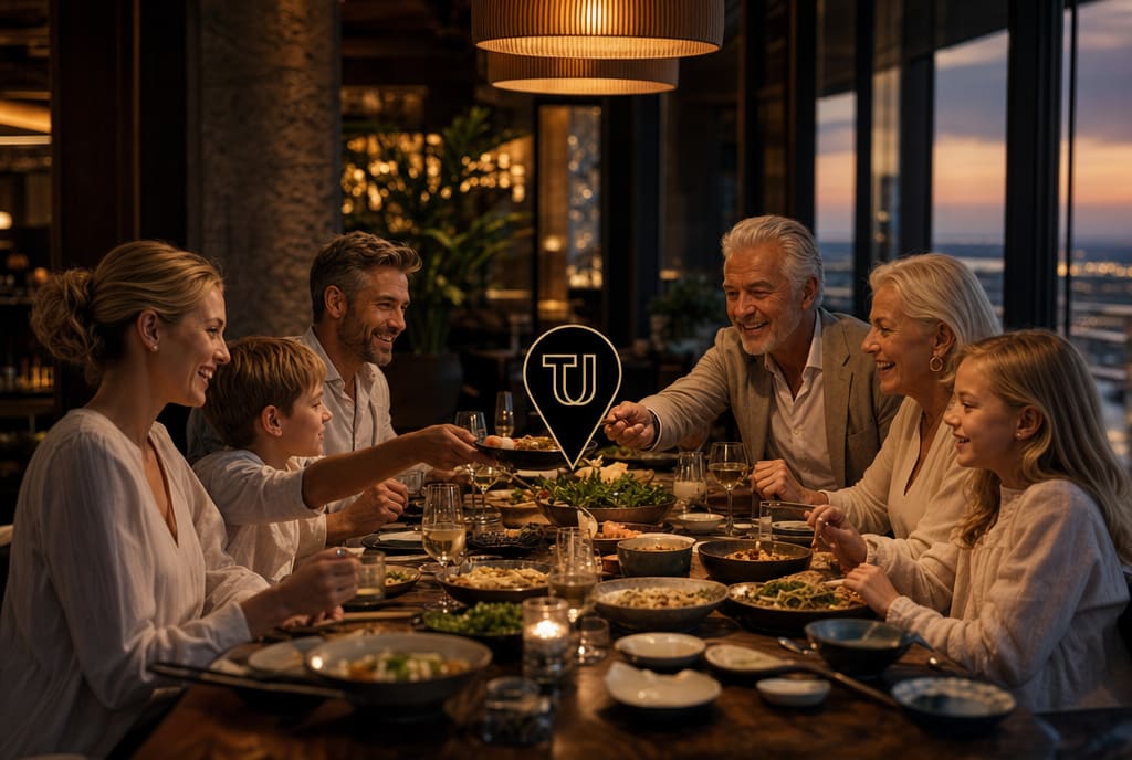 Family table at a Dubai restaurant