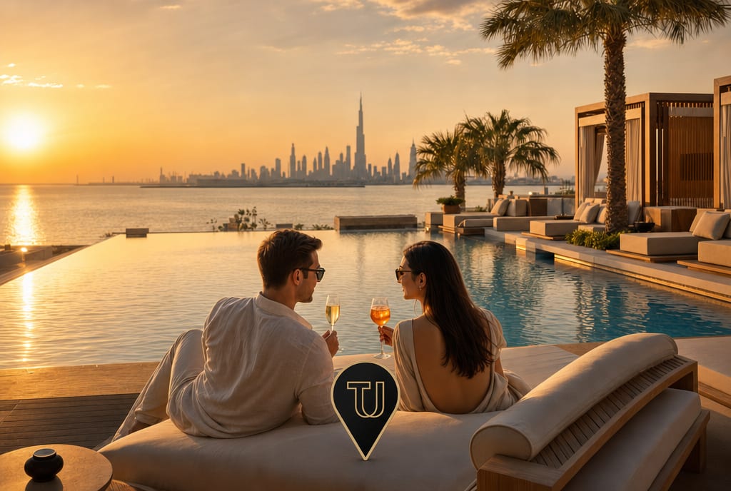 Sunset cabana at a Dubai beach club