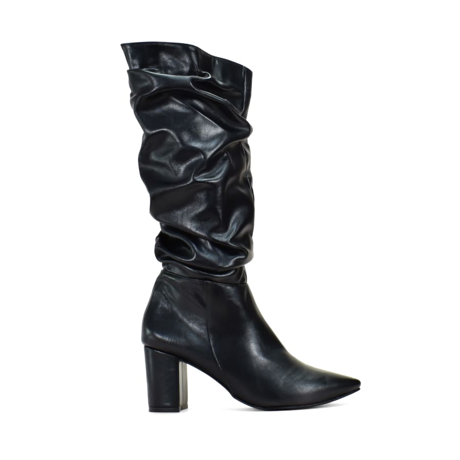 OY020 Bota Tacón bajo tubo arrugado de moda