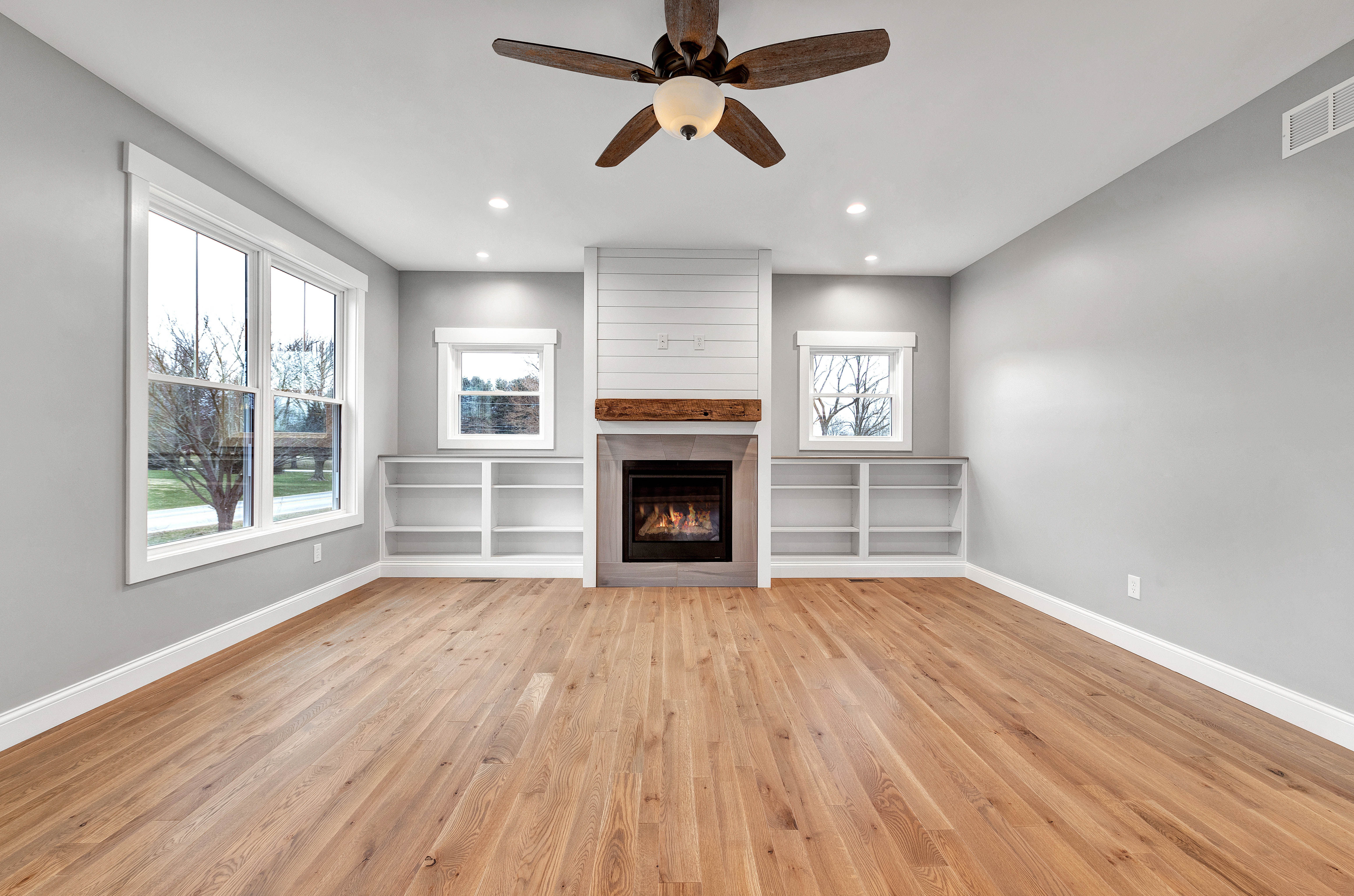 Side elevation and roofline of traditional custom home