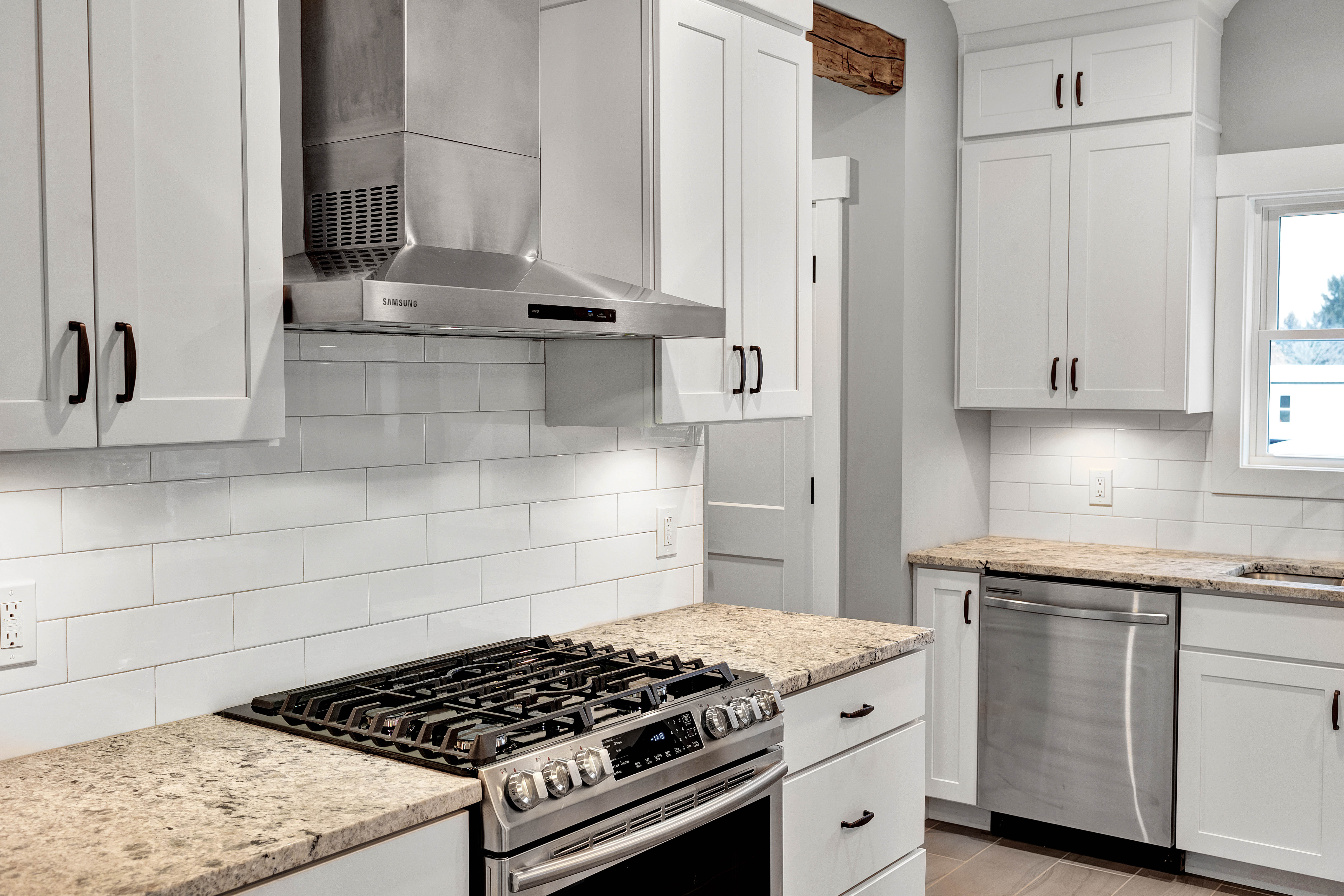 Custom built-in shelving and cabinet detail