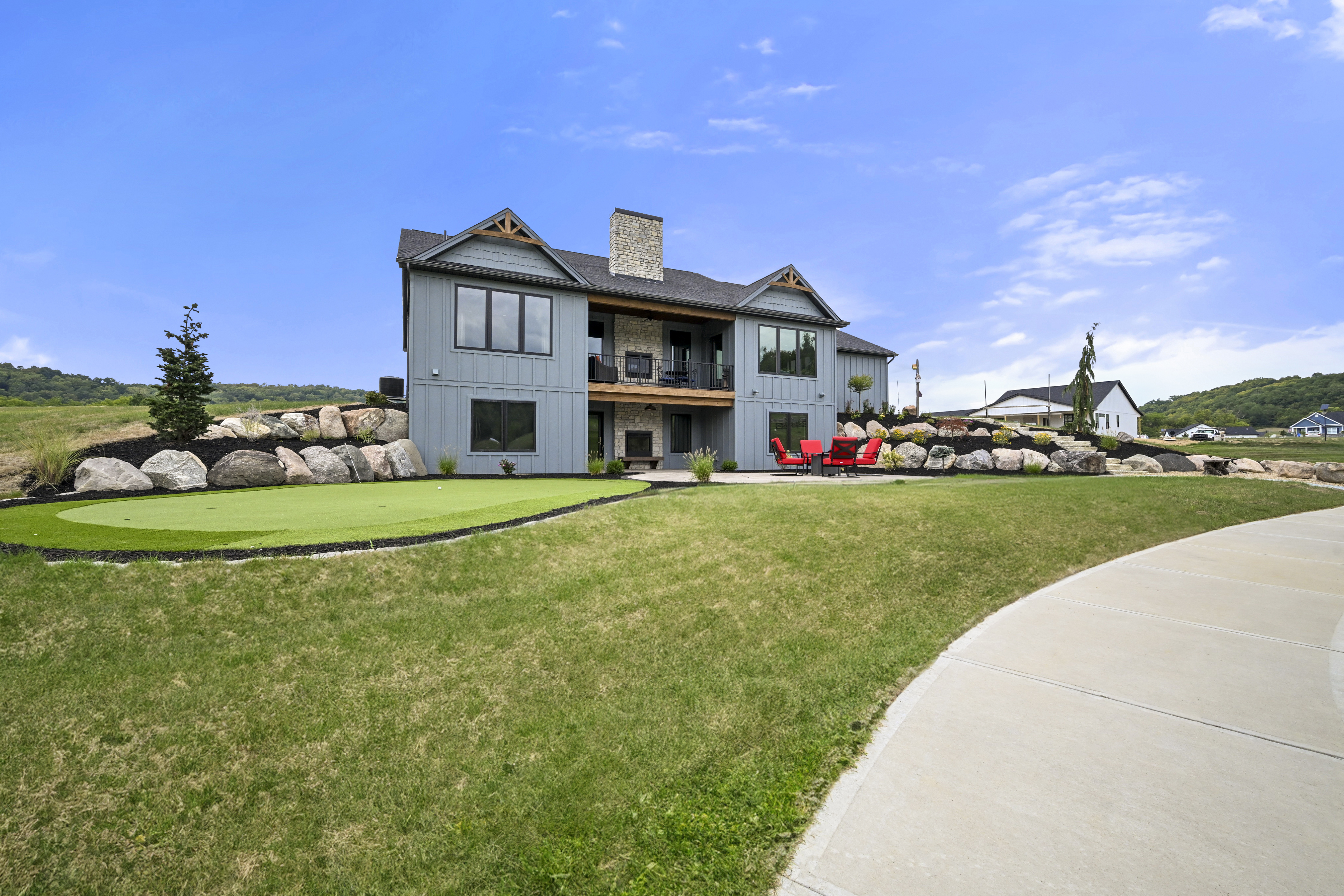 Rear elevation of completed Caudill custom home in Lawrenceburg
