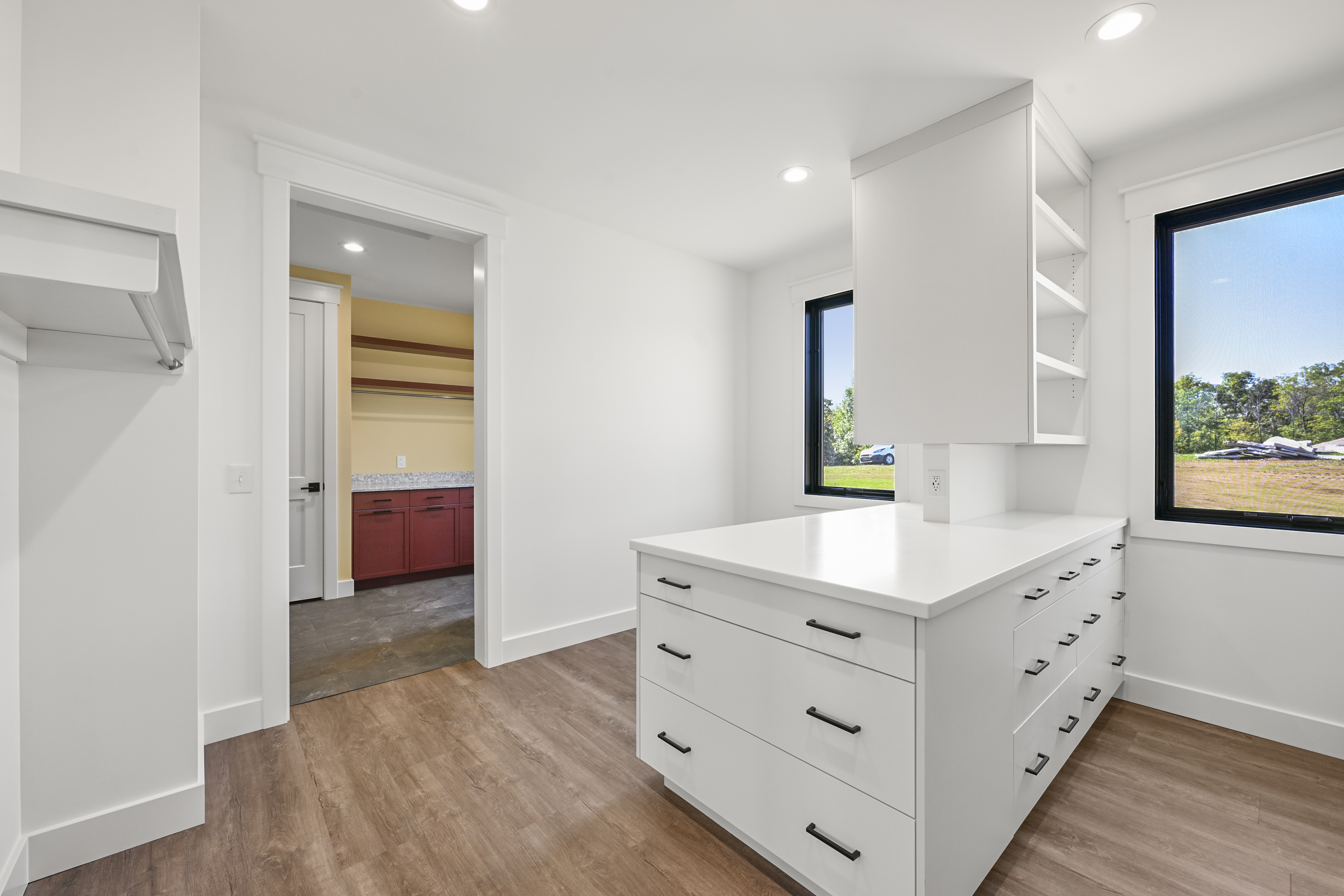 Walk-in shower with custom tile in remodeled master bath