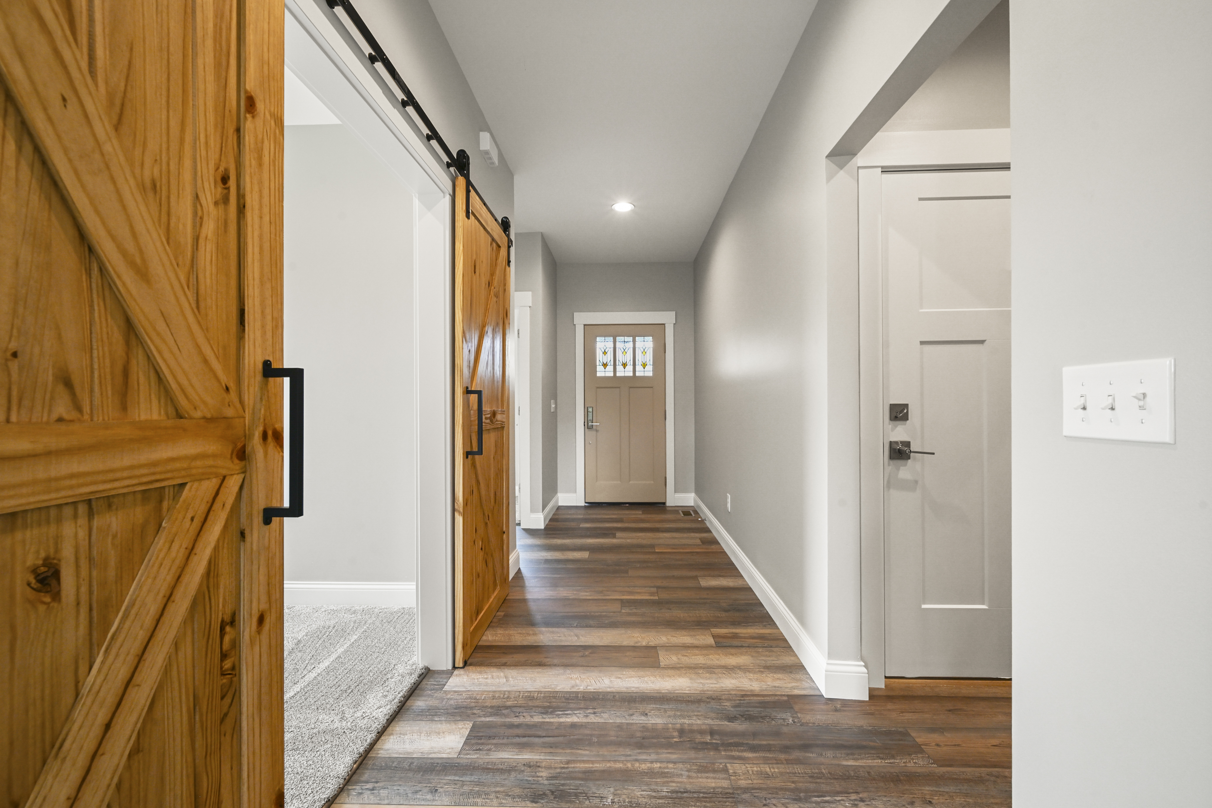 Powder room with wainscoting and pedestal sink