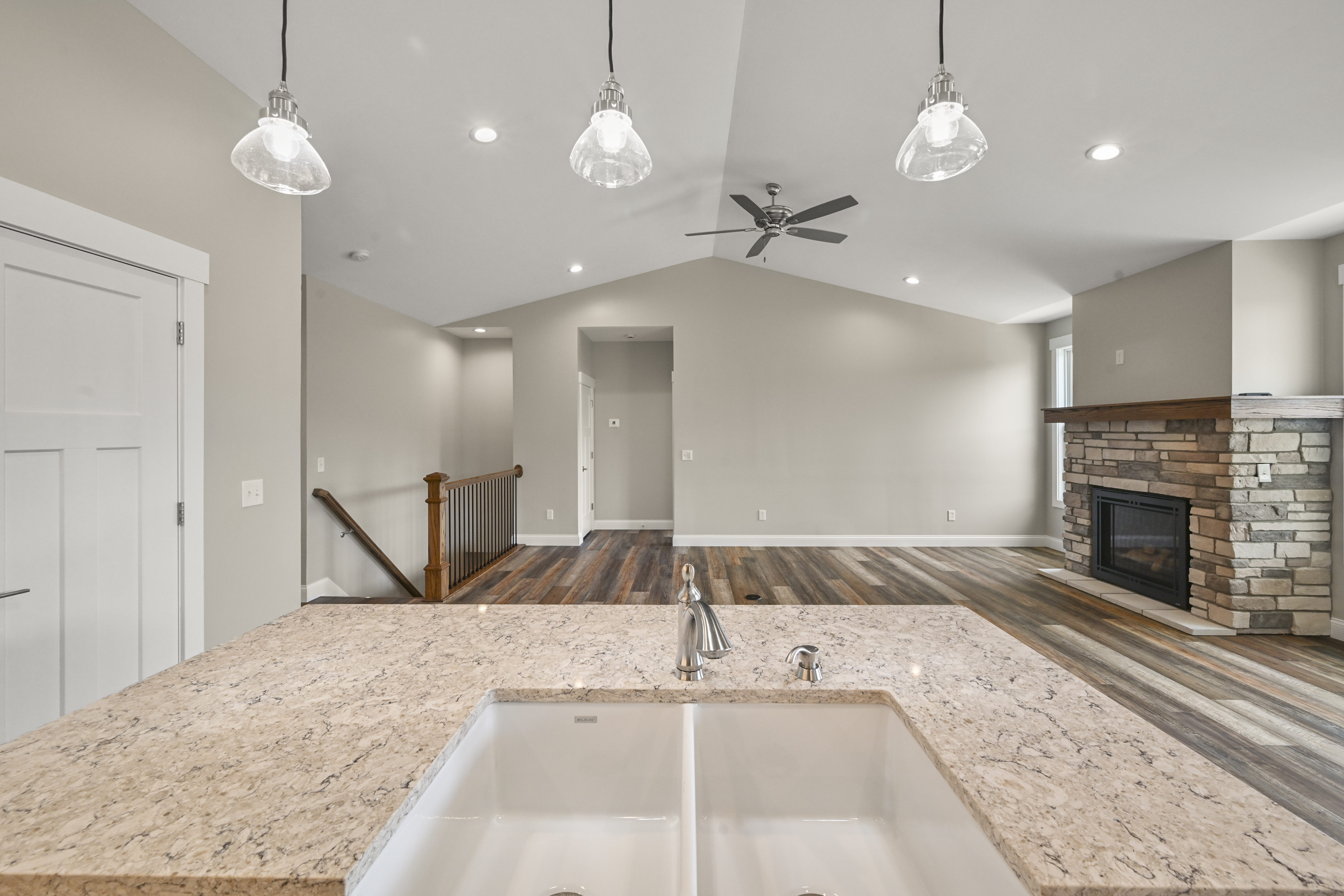 Hardwood floor with custom stain in Larkin residence