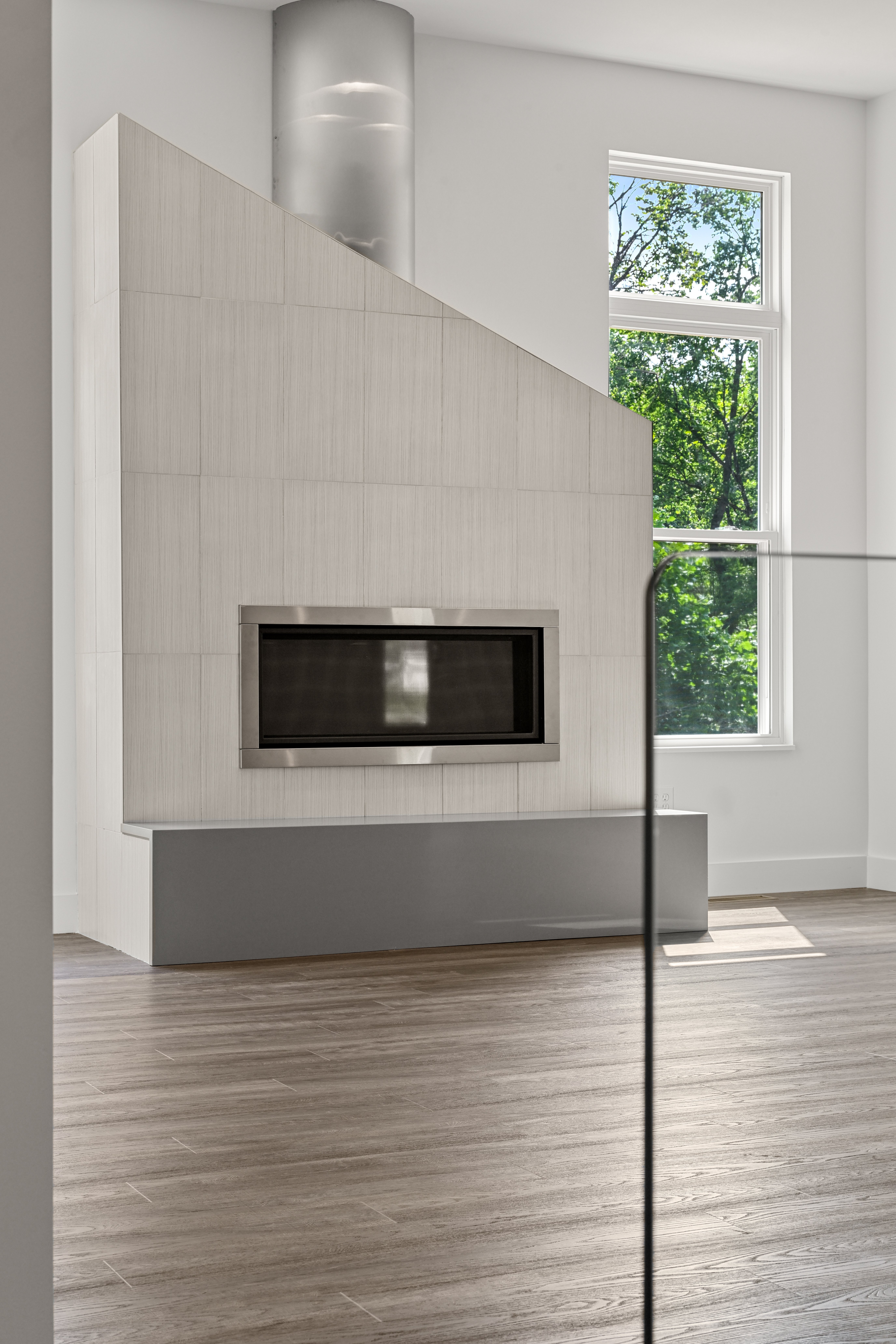 Built-in cabinetry detail in custom home living space
