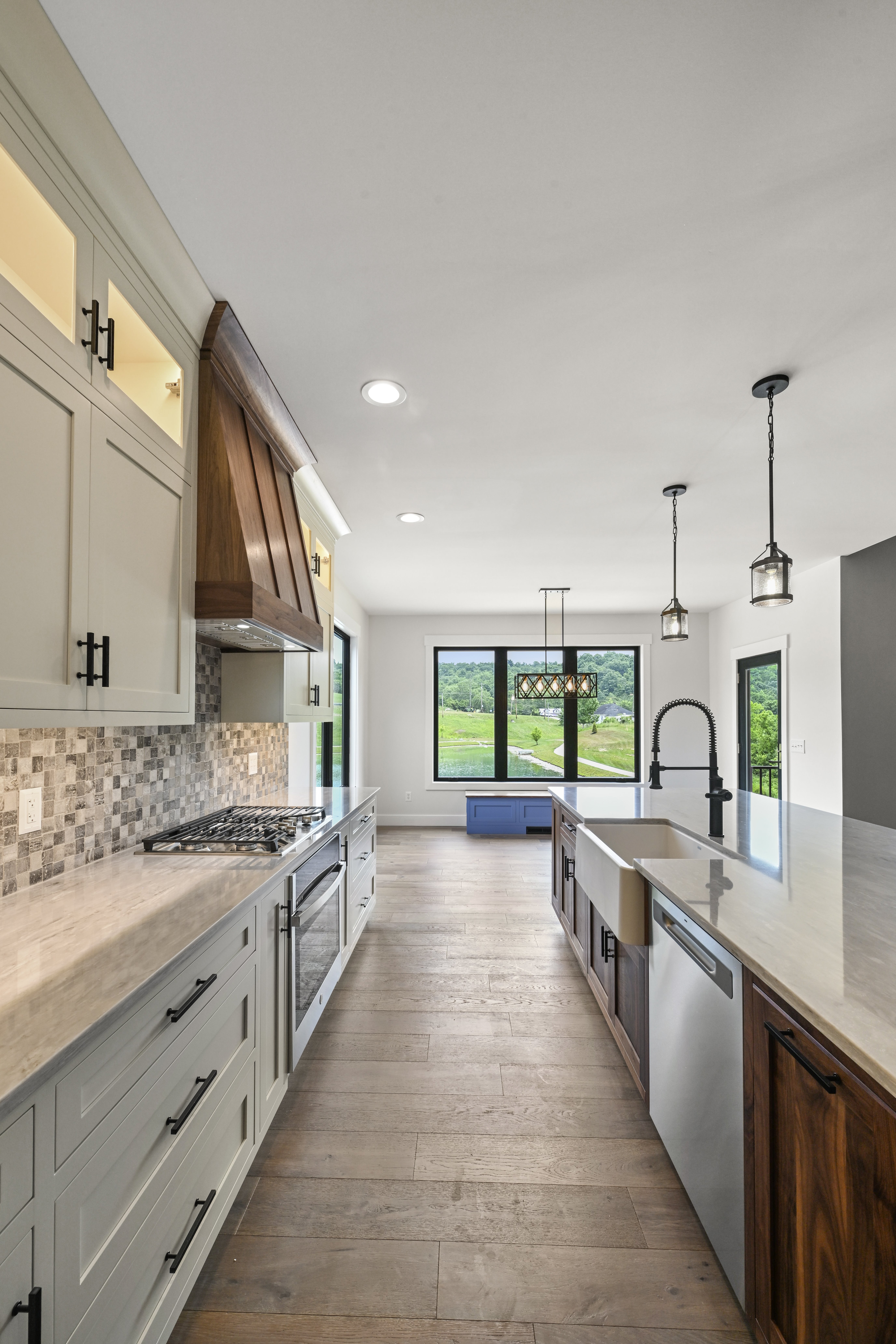 Living room looking toward dining area in open-concept custom home