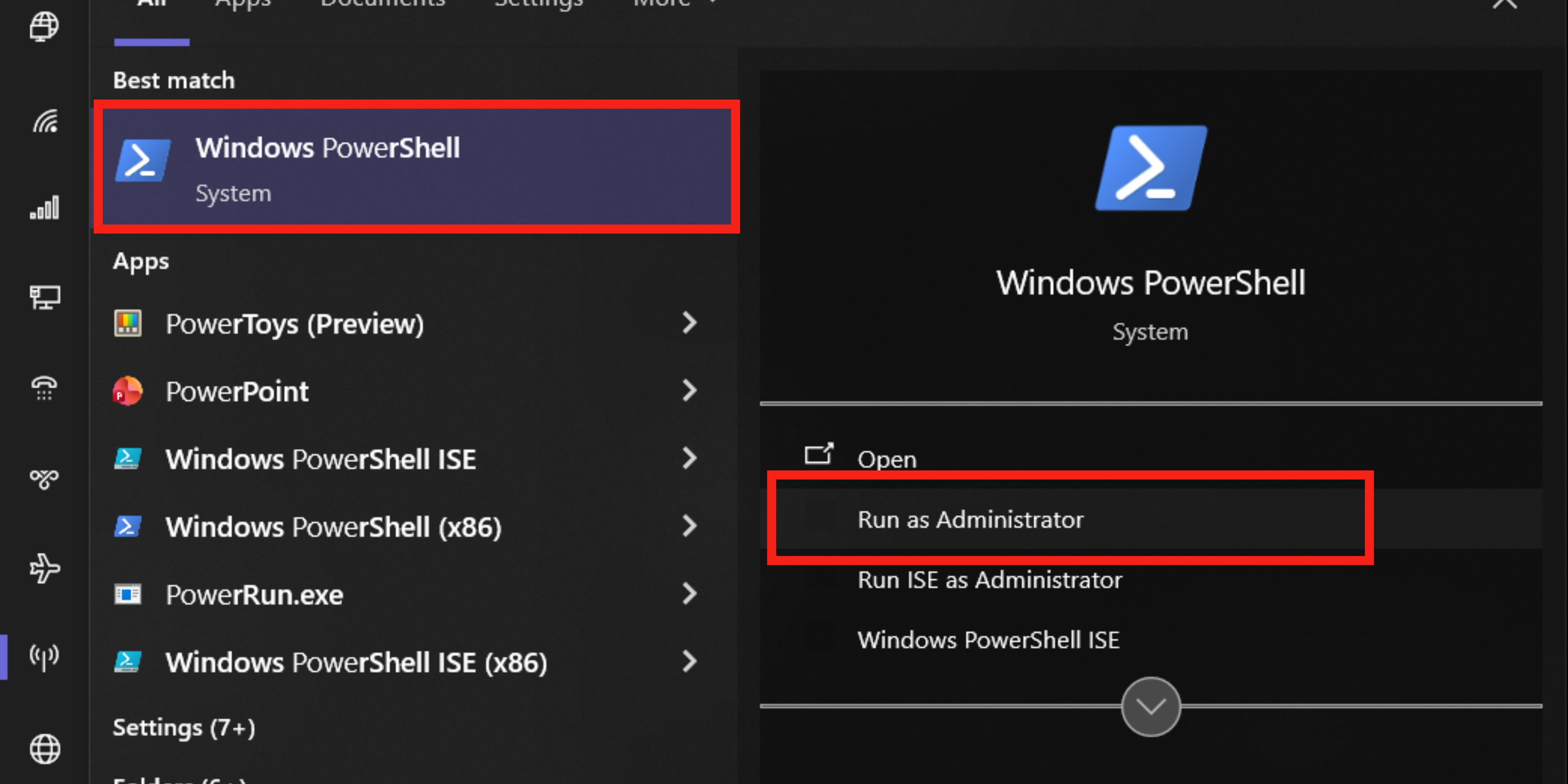 Buka Powershell run as administrator