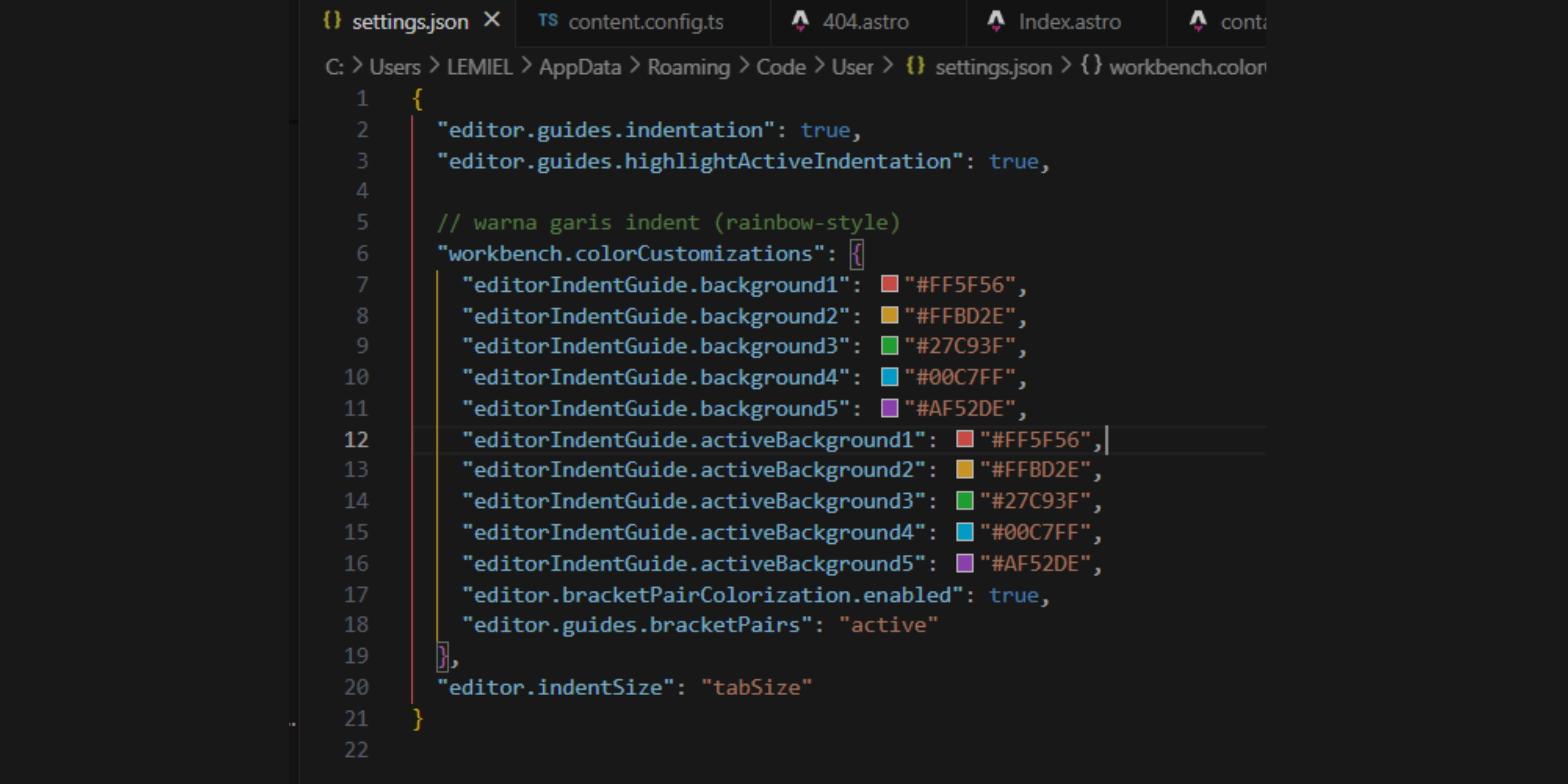 indent guide rainbow