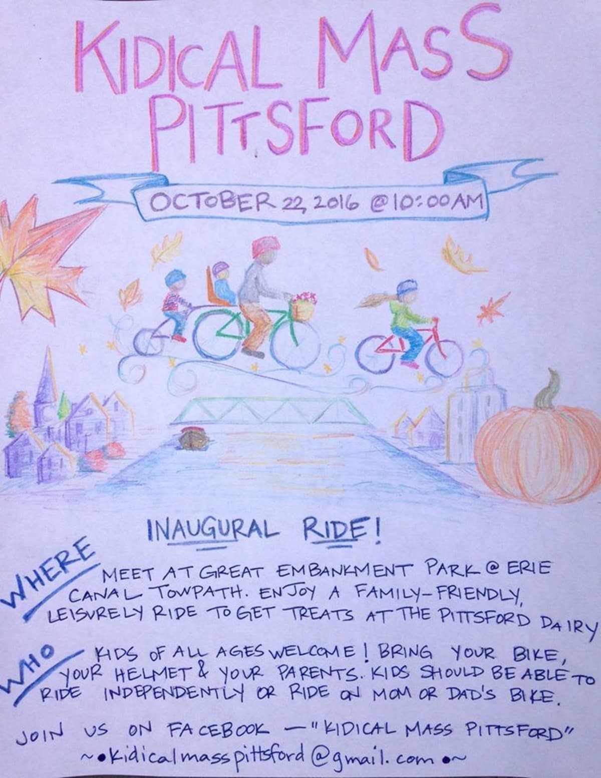 Inaugural Kidical Mass Pittsford Ride — October 22, 2016