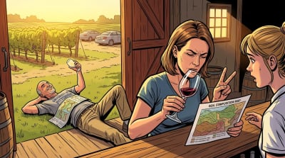 She researched every winery's soil composition. He is lying face-down in the grass at winery two.