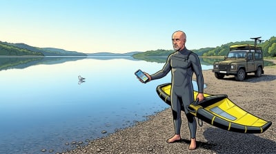 Three apps agreed: 18 knots, side-shore, all afternoon. He drove two hours. It was glass.