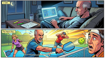 He watches two hours of strategy videos a night. On court he drives every ball as hard as he can.