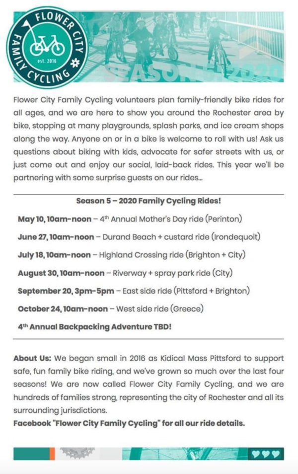 Flower City 2020 Ride Calendar